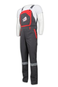 D297 訂做連身工人吊帶褲 反光條 消光過膠 工業制服供應商   墻壁工作服